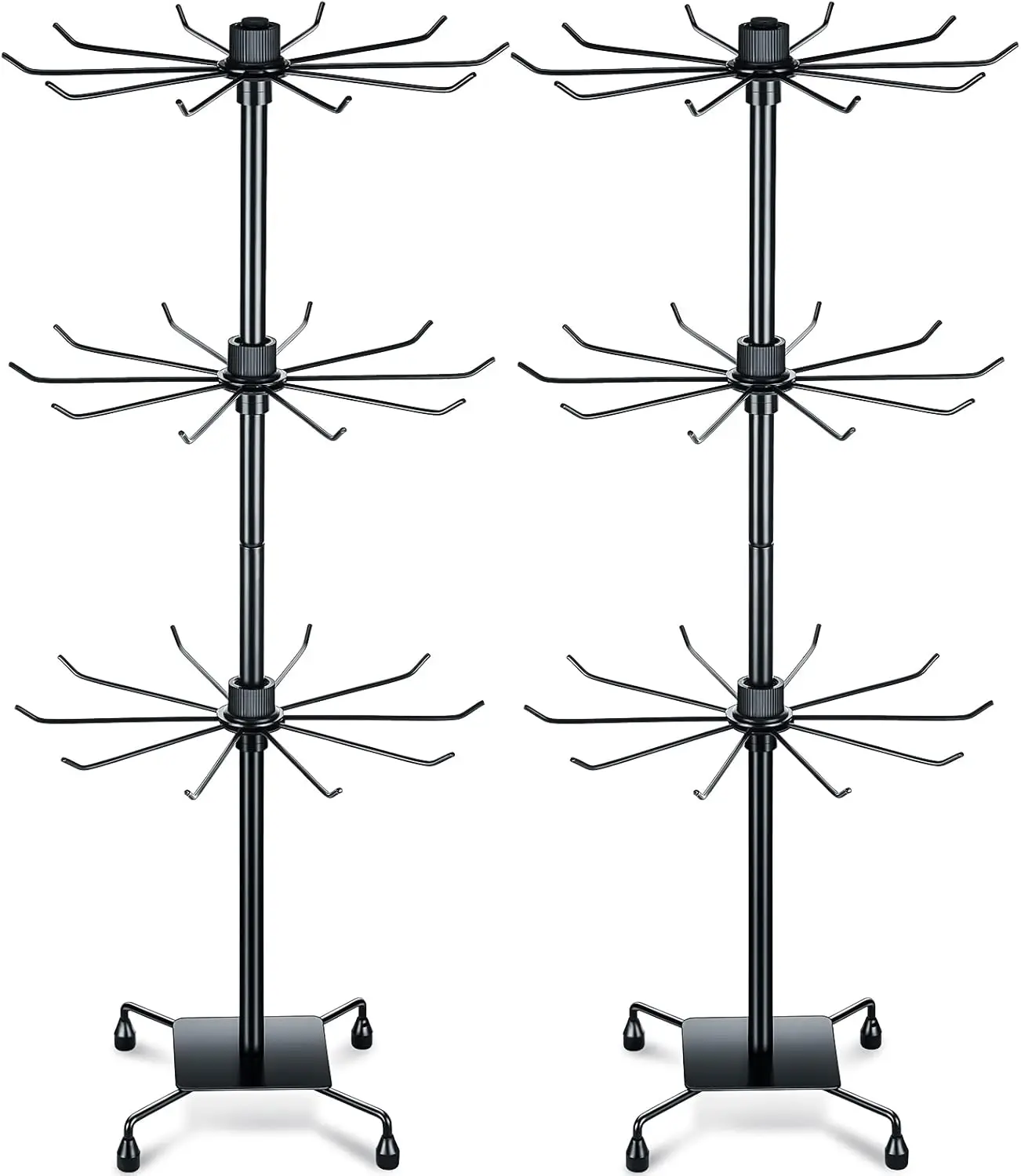 Exhibidores Giratorios para Joyería, Paquete de 2 Soportes Metálicos para Pendientes con Ganchos para Collares y Pulseras, 28.35 x 11.81 Pulgadas