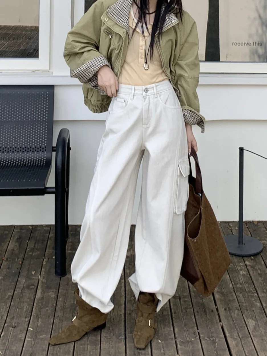 

Loose Wide Leg Jeans Women's Workwear Spring 2026 New Sle High Waist Cotton Casual Trousers Knife Loose Fit Jeans