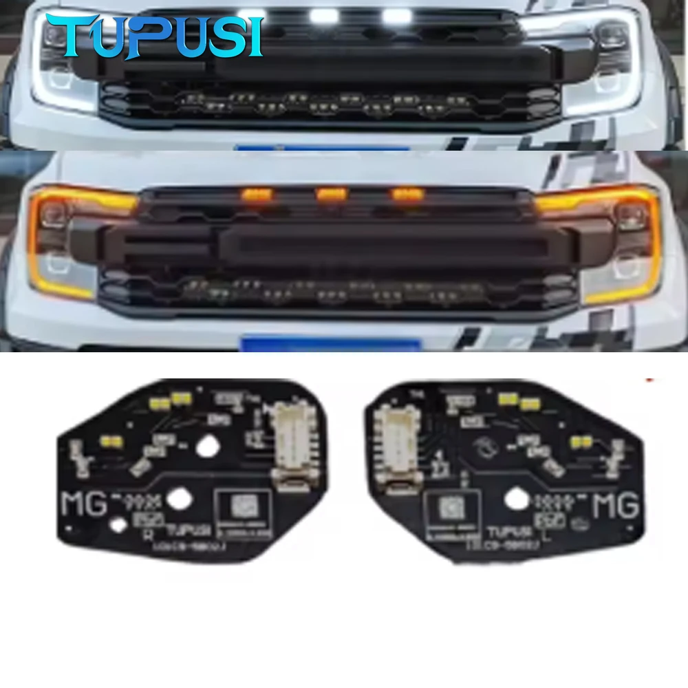 

White Amber LED DRL Board for Ford Ranger T9 Raptor Lariat Wildtrak XLT 2023 2024 2025 LED Matrix Daytime Running Light Module