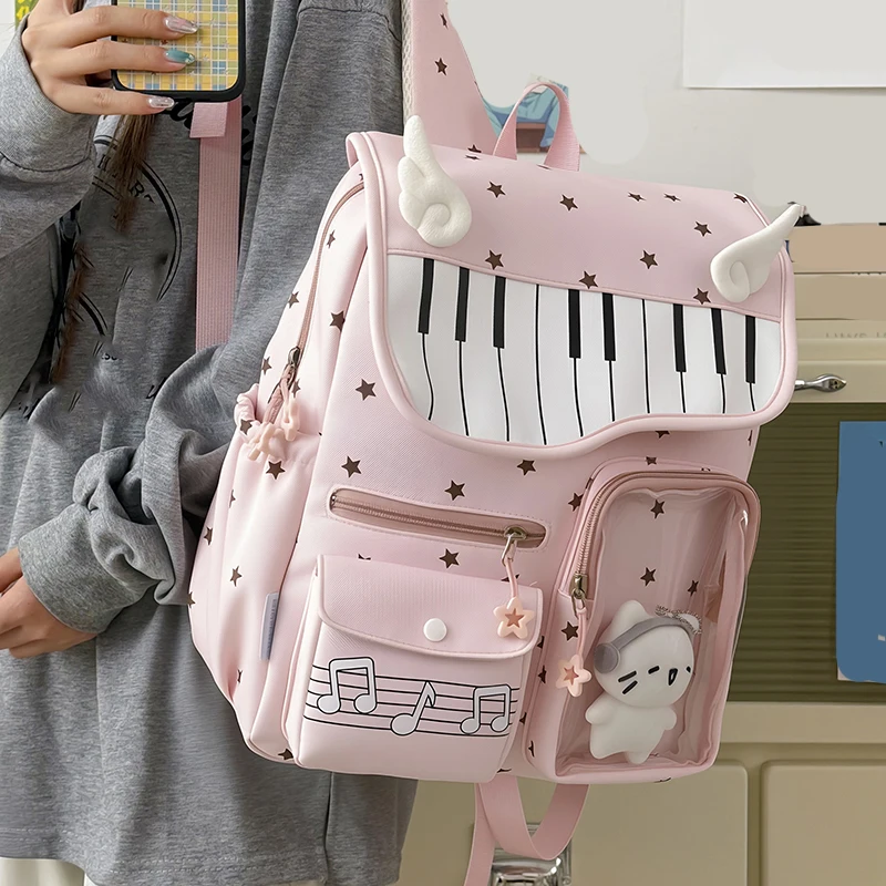 Star Printed Cute Backpacks for Women Novelty Nylon Daypack Large Capacity for Daily Office Work Outdoors Leisure Occasions