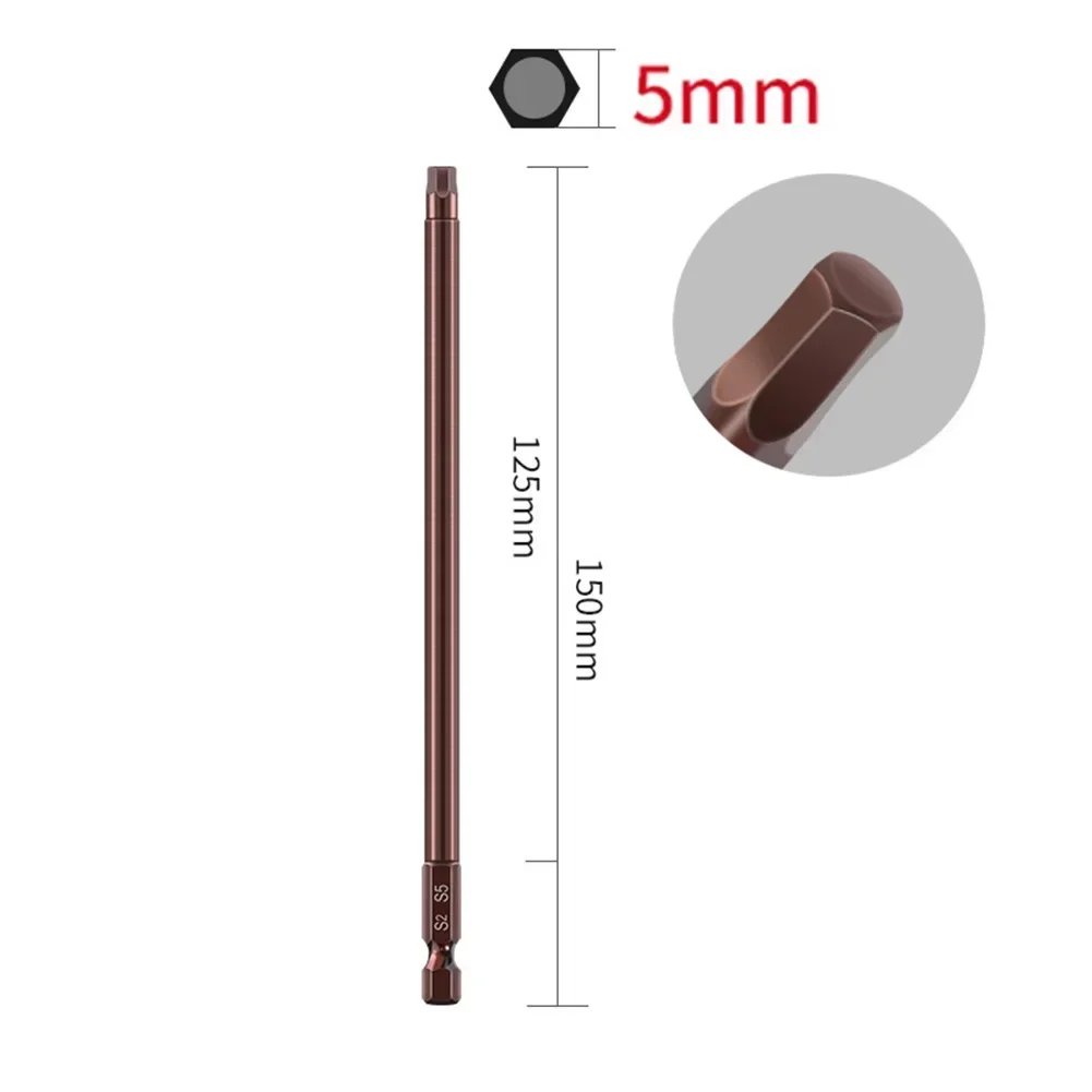 Screwdrivers Screwdriver Bit 150mm Alloy Steel H1.5-H6 Screwdriver Bits Wide Size Range Magnetic Hex Head Practical