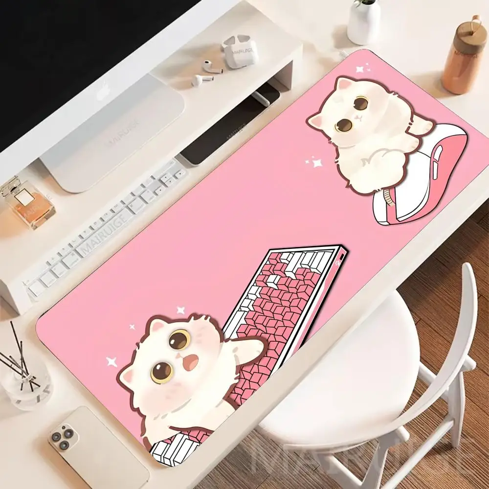 

Розовый милый кошачий мыши Art Коврик для мыши Большие игровые коврики для мыши Нескользящий компьютерный стол Ноутбук Игровой коврик Ноутбук Планшетный коврик ПК Playmat