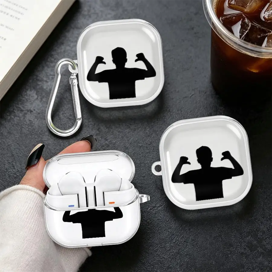 Flexing Silhouette Clear Earphone Cases Cover With Hook Case For Samsung Galaxy Buds 3 FE 2Pro 3Pro 2 4Pro 4 Pro Live