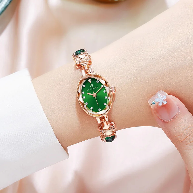 Quartz Watch Ladies Luxury Fashion Hot Sell Diamonds Chain Watch Waterproof Emerald Decoration Bracelet Wrist Watch For Women