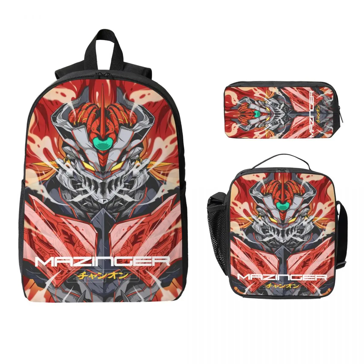 3 قطعة مجموعة حقائب الظهر Mazingers merch للأطفال صناديق أقلام رصاص مجموعات حقائب الكتب مع صندوق الغداء لطلاب المدارس حقيبة الظهر