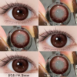 OVOLOOK - Caramel Brown Colored Contact Lenses For Women Watery Glossy Blue Contact Lenses Non-Irritating Comfortable