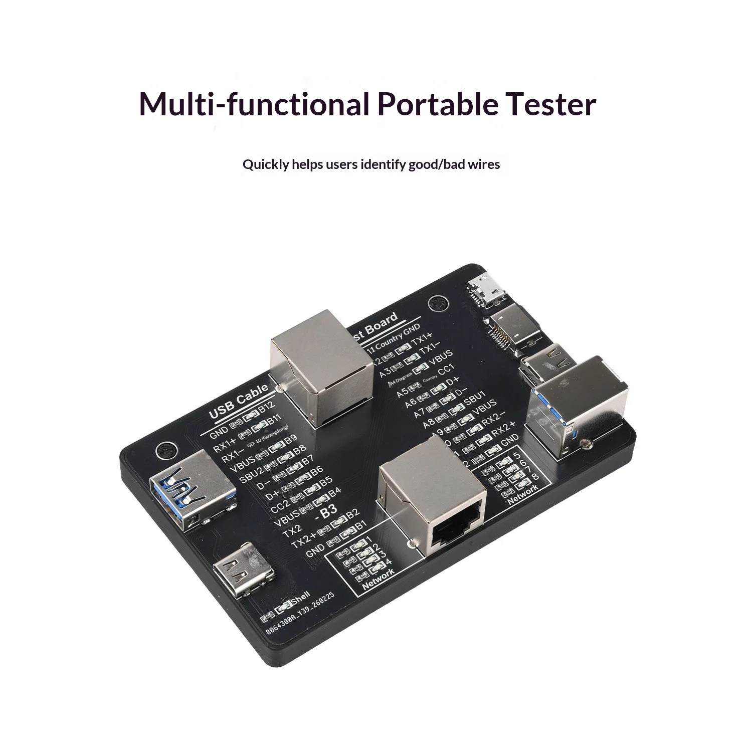 Multifunctional data cable tester USB3.0 data cable detection module, cable abnormality test detector