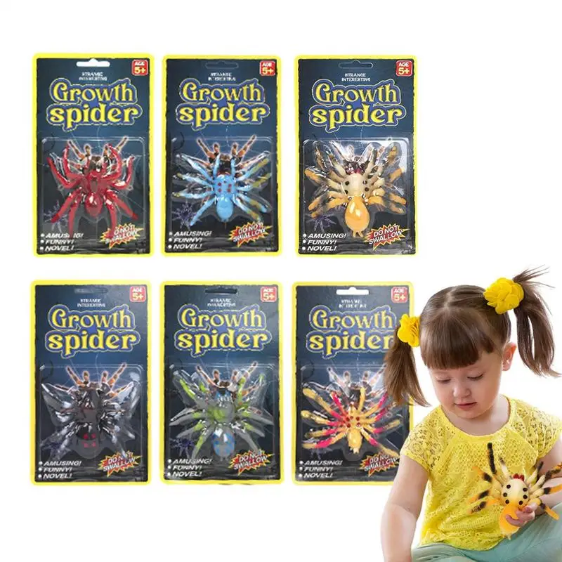 Fake Spider Toy 6-Piece Water Absorption Growing Prank Spiders Interactive Figurine Model Practical Joke Toy At April Fool's Day