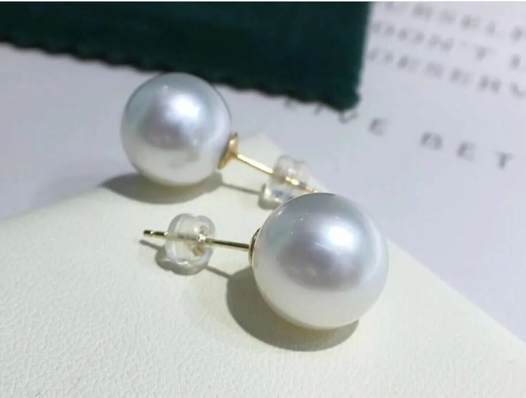 

Perfect Round AAAAA 12-13mm True White AKOYA Pearl Earrings 14K Gold-