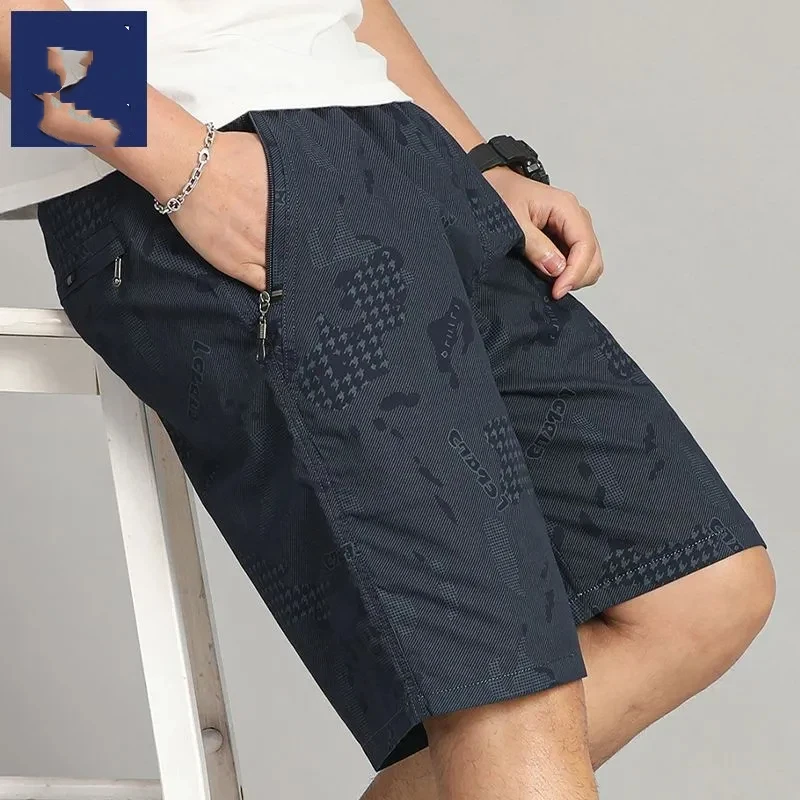 

Мужские хлопковые шорты с камуфляжным принтом, летние, свободного кроя, больших размеров, повседневные, пляжные, длиной до колена