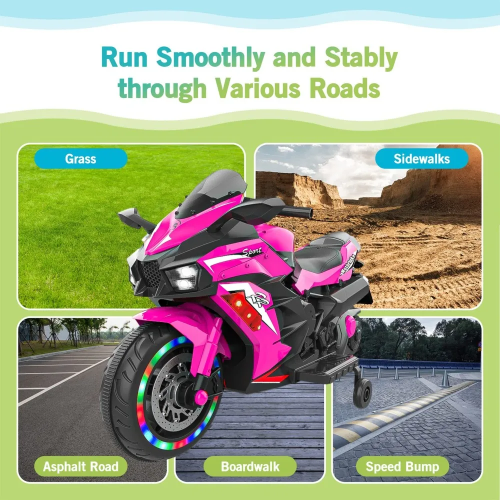 Moto para niños de 12 V, motocicleta eléctrica para niños, motocicleta con batería para 3-4 años, roja