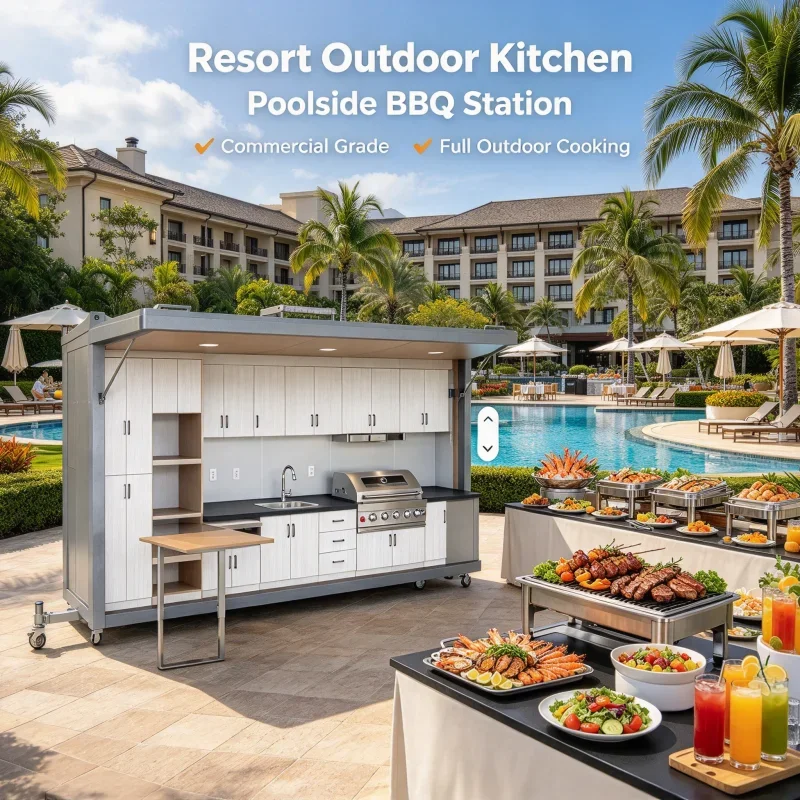 FL FL Modern Outdoor Kitchen for Backyard One-stop Multi Function Kitchen for House High End Portable Kitchen Custom