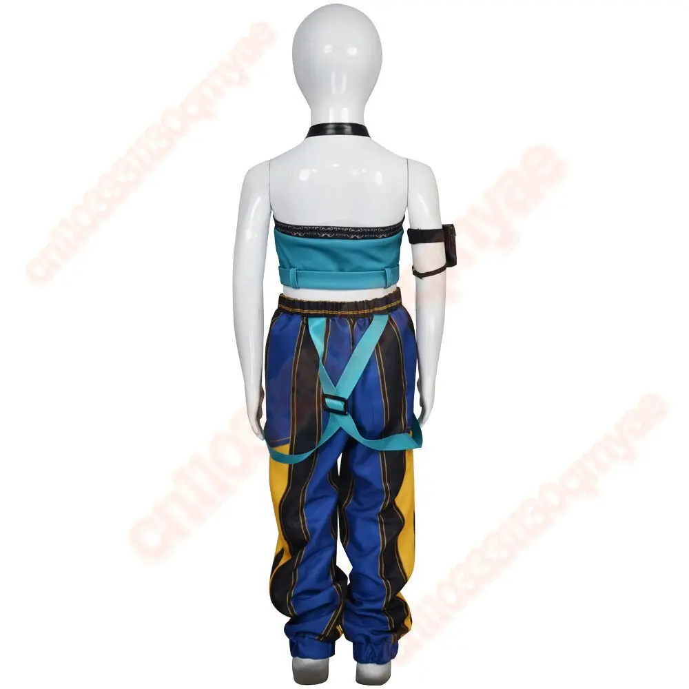 K팝 데몬 헌터즈 2025 영화 코스프레 의상 세트 (어린이용) - 조이 상의, 하의, 벨트, 할로윈 파티 소품, 무대 공연 액세서리