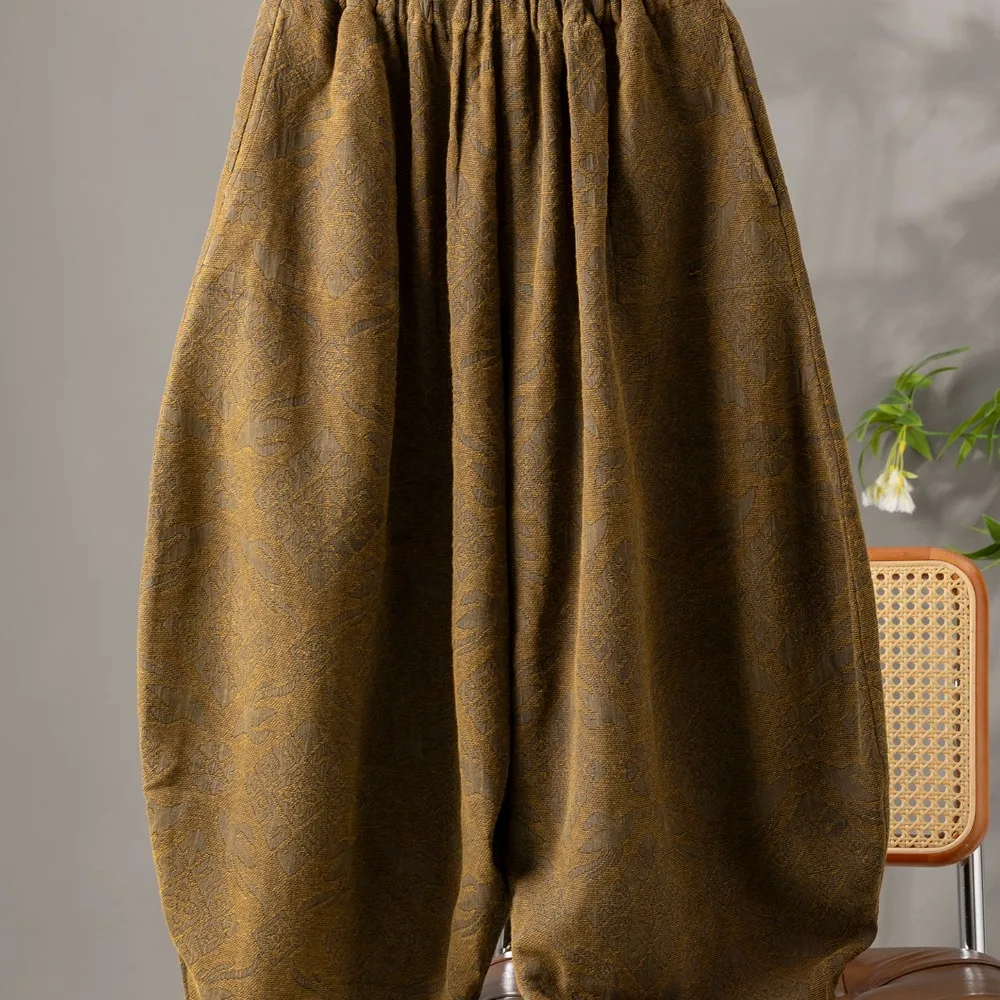 2026 Women's Spring New Ultra Fine 100%Natural Mulberry Silk Tussah Silk Loose Casual Personalized Lazy Style Curved Knife Pants
