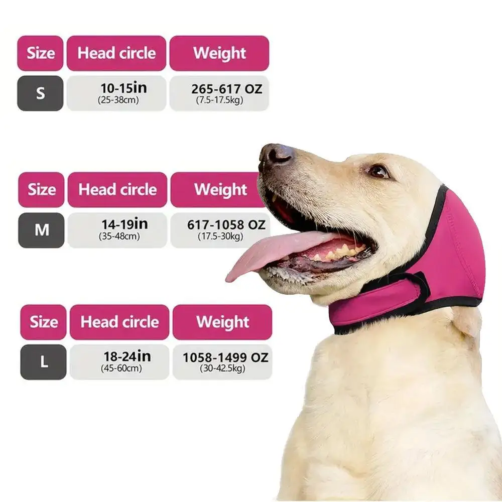 Dog Ear Muffs Adjustable Waterproof Pet Ear Cover Noise Reduction Head Wrap for Bath Swimming Thunder