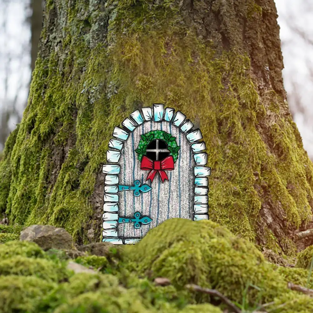 Miniature Fairy Door Enchanting Fairy Door Ornament for Outdoor Garden Decor Miniature Wooden Elf Door Figurine for Fairy