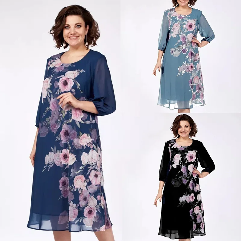 

2026 New Model Printed Loose Women Spring Summer High Waist Sexy Dress