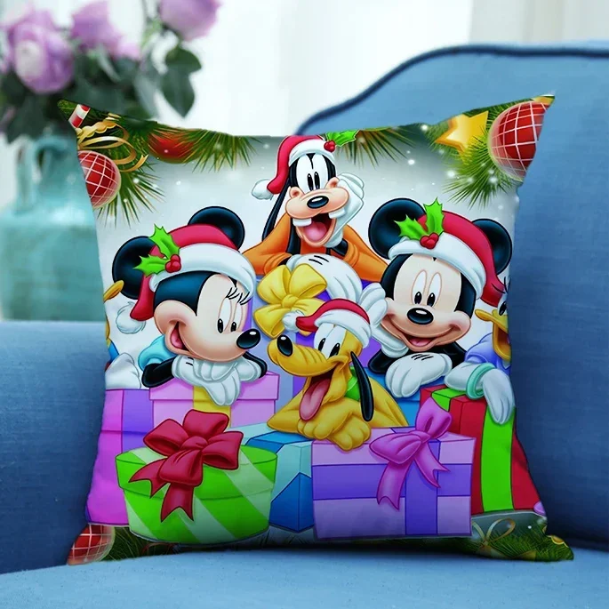 Disney Mickey Mouse Pillowcase Kawaii Mickey Print Pillowsli 45X45cm Pillowslip Bedroom Living Room Pillowsli Christmas Decor