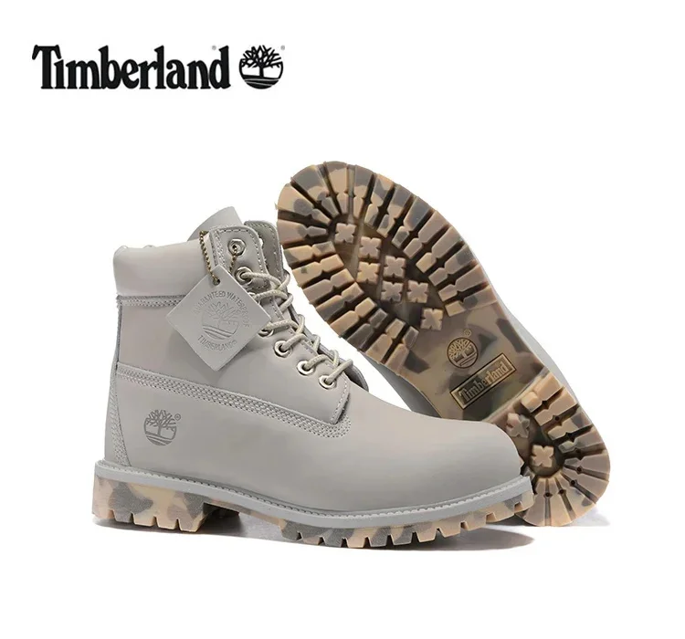 TIMBERLAND Camouflage Outdoor Fashion Martin Boots Men Woman high-top Leather Ankle Gray Street Waterproof Casual Shoes 10061