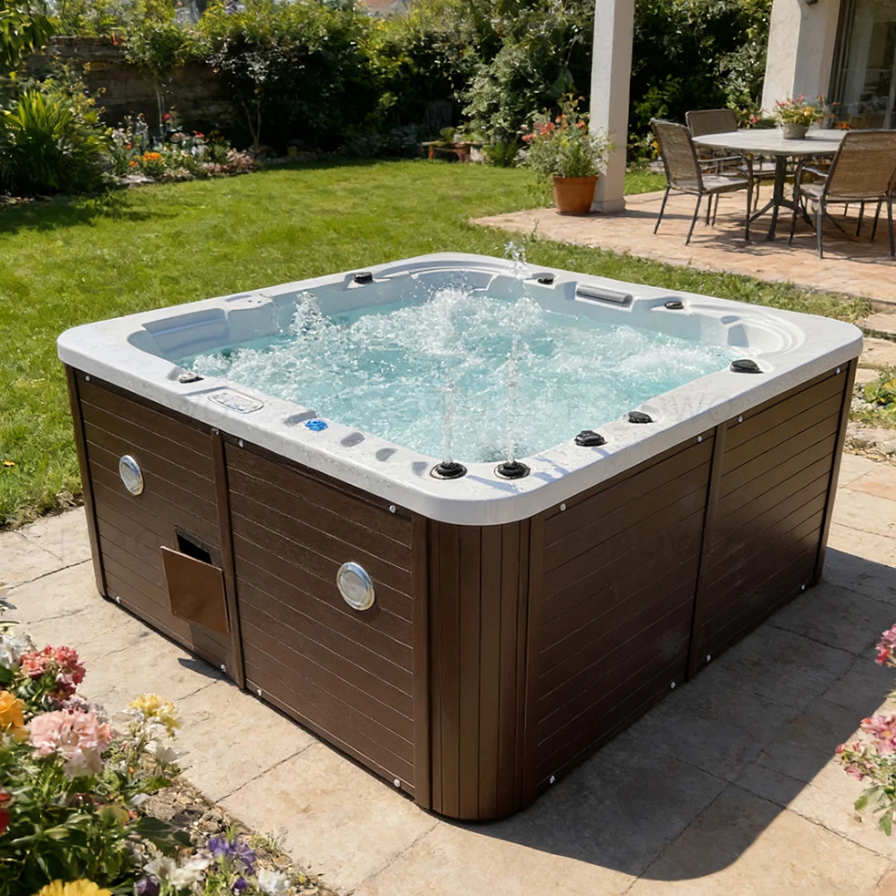 2.2m Big Size 220V ETL UL 5 People Pool Spa Outdoor Whirlpool Jakuzi Soaking Pool Spa Outdoor Hot Tub Spa Filter 90 Jets