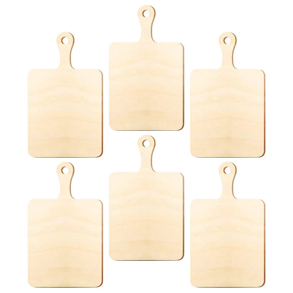 6Pcs Wooden Cutting Board Miniature Unfinished Craft Boards for DIY Painting Serving Tray Kindergarten Activity Home Kitchen