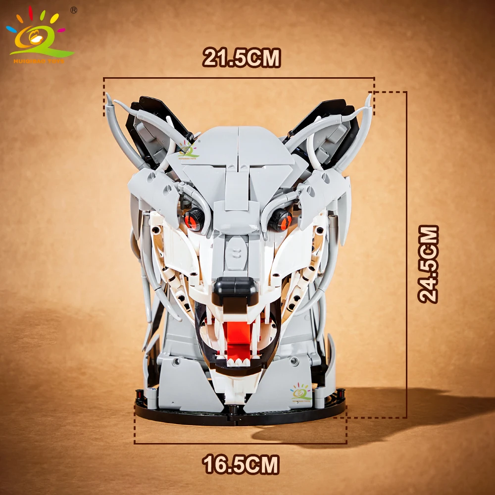 HUIQIBAO MOC Creative Wolf Deer Eagle Head Model Building Blocks Animal ...