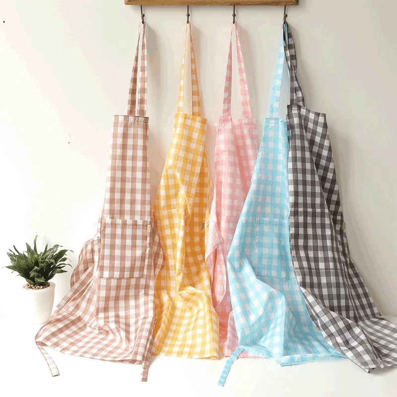 Delantales de pareja de entramado japonés Simple, impermeable, cocina, hogar, restaurante Anti-aceite, moderno, masculino y femenino