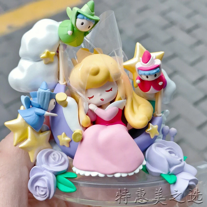 Disney Princess teacup sweetheart blind box series flower swing figures girls toy ornaments animation peripheral toy collection