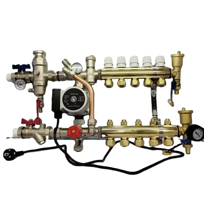 High Quality Brass Mixing Unit Pump Group for Supply and Return Underfloor Heating Brass Manifolds Collector