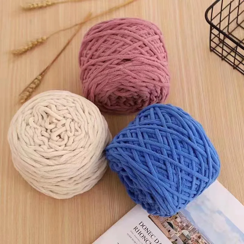 Ice Thread Coarse Yarn, Single Strand, DIY Weaving Wool Ball, Crochet Hook Slipper, Woolen Yarn Ball, 3Pcs