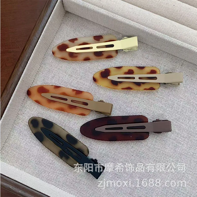 

Korean Leopard Print Matte Seamless Hair Clips Broken Hair & Bangs Clips Makeup Positioning Barrettes Hair Accessories