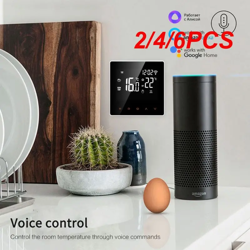 

Умный термостат Tuya Wi-Fi, регулятор температуры для электрического подогрева пола, воды/газа, работает с голосовым управлением, 2/4/6 шт.