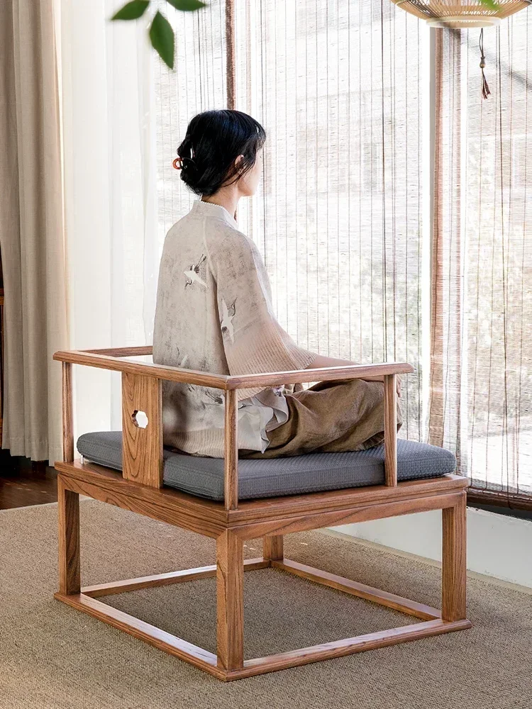 Silla de Buda con asiento de madera de olmo antiguo, tipo taburete, para meditación zen y asiento individual de maestro