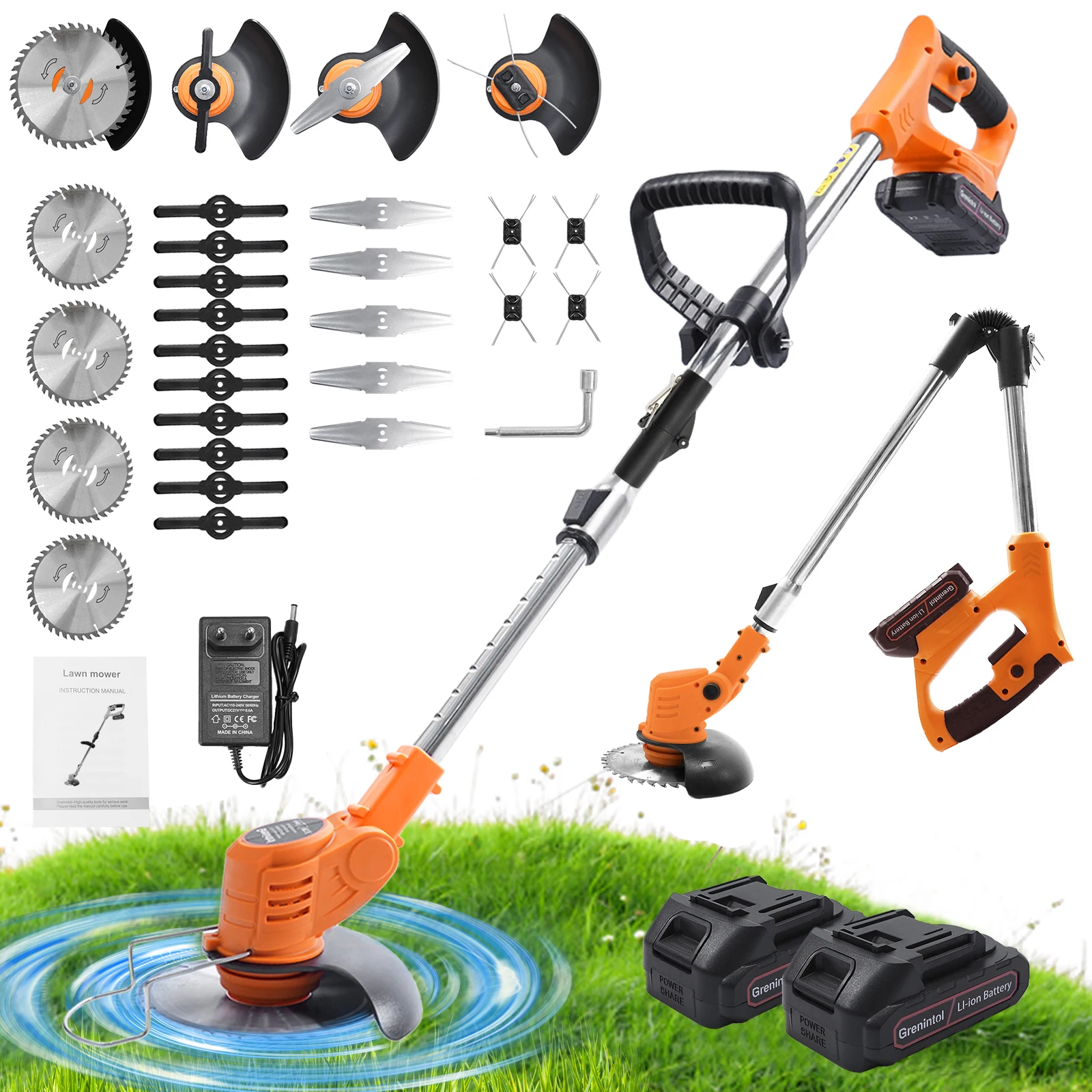 Grenintol tondeuse à gazon électrique sans brosse coupe pliable sans fil outil de coupe d'herbe de jardin pour Makita 24V batterie broche