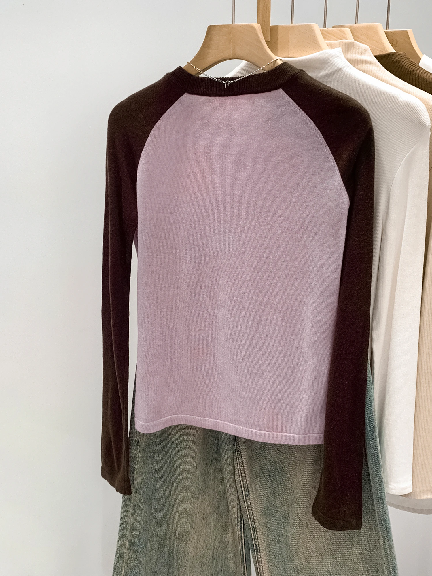 Rosa Farbblock-Langarm-Stricko – Base Layer Top Bewertung und Preis