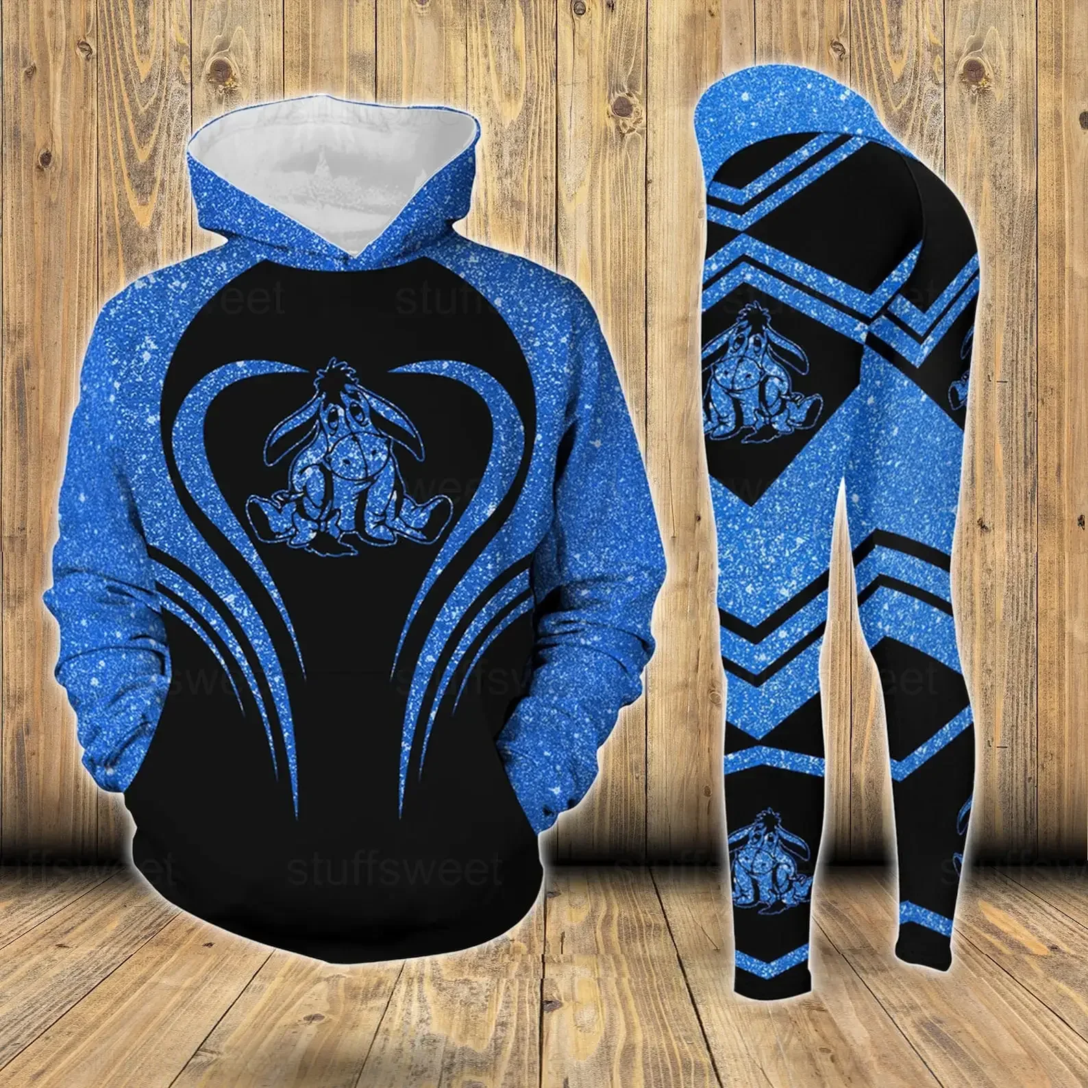 2024 Eeyore Hoodie And Leggings Suit Women\'s Diseny Winnie the Pooh Hoodie Yoga Pants Sweatpants Fashion Tracksuit Set