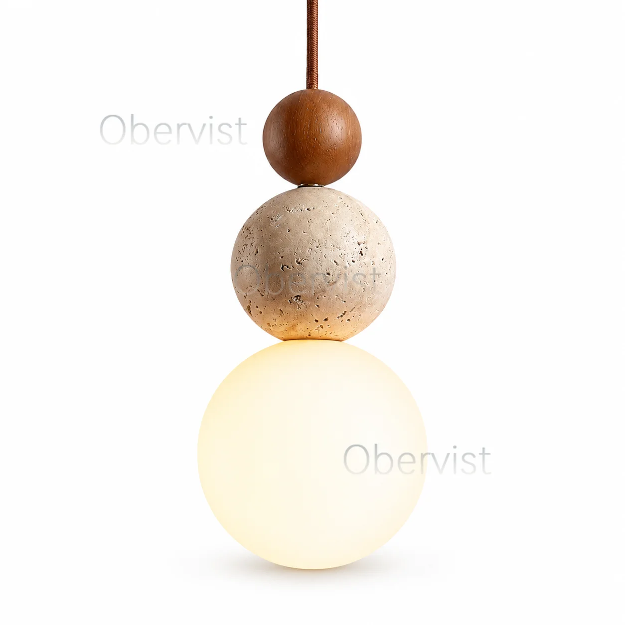 Lampe suspendue moderne en travertin jaune, pierre naturelle et bois, pour chambre à coucher, chevet, salle à manger, îlot de cuisine