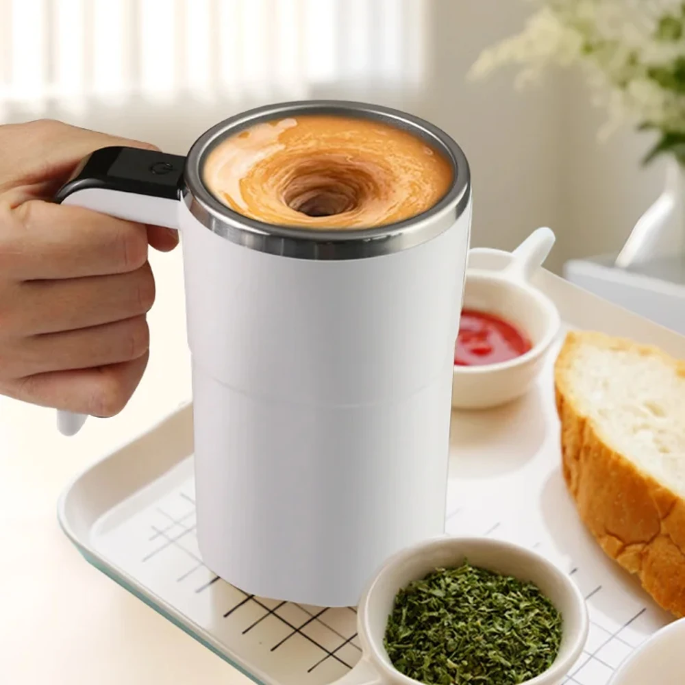 380ml Automatic Stirring Cup Portable Electric Coffee Stirrer Rechargeable Stainless Steel Rotating Magnetic Stirring Cup - Image 2