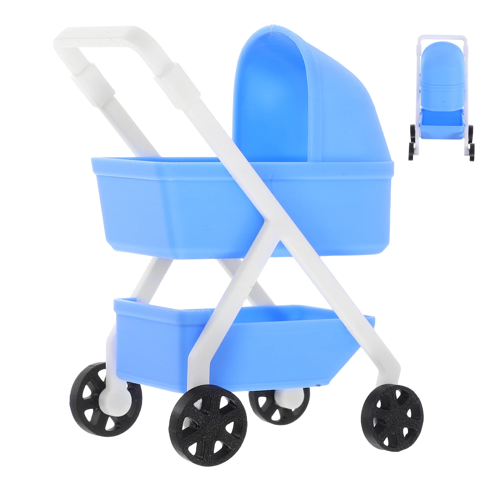 

Mini Cradle Car 1:12 Scale Babydoll Toy Lightweight Movable Dollhouse Furniture Kids Toy Pram Cartoon Stroller Small
