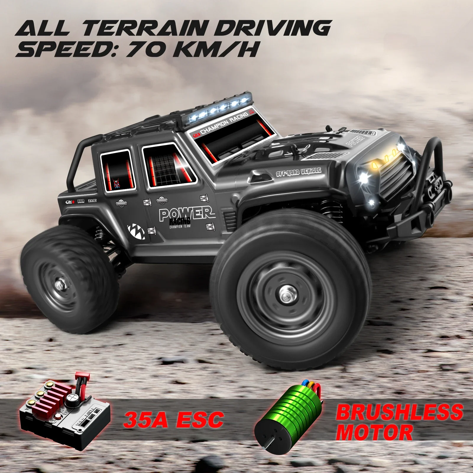 1/16 16103 MAX RC Car 4WD Off-road Remote Control Vehicle 70km/h High Speed Electric Racing Drift Car with Lights Toys for Kids