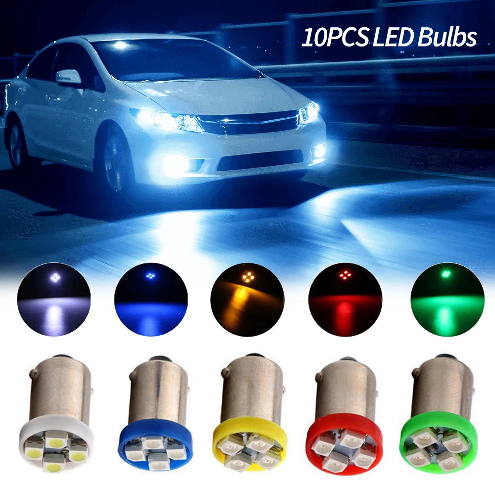 Truck 12V 10 PCS BA9S T4W T11 1210 4 SMD LED Bulbs White Blue Red Green Amber Map Lights 4 LEDs Auto Car Lights Car Accessories