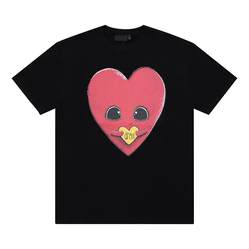 

Drew House Premium Quality Big Heart Short-Sleeve Smiley Face Unisex T-Shirt Relaxed Fit New Arrival American Streetwear T-Shirt