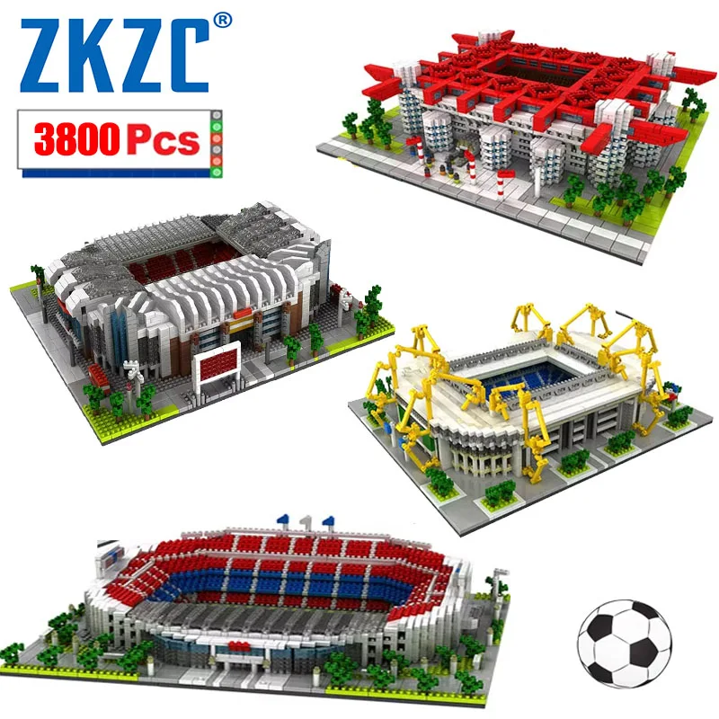 City Mini Famous Building Football Stadium DIY Building Block MOC Famous Gymnasium Sports Park Brick Children Toys Gifts