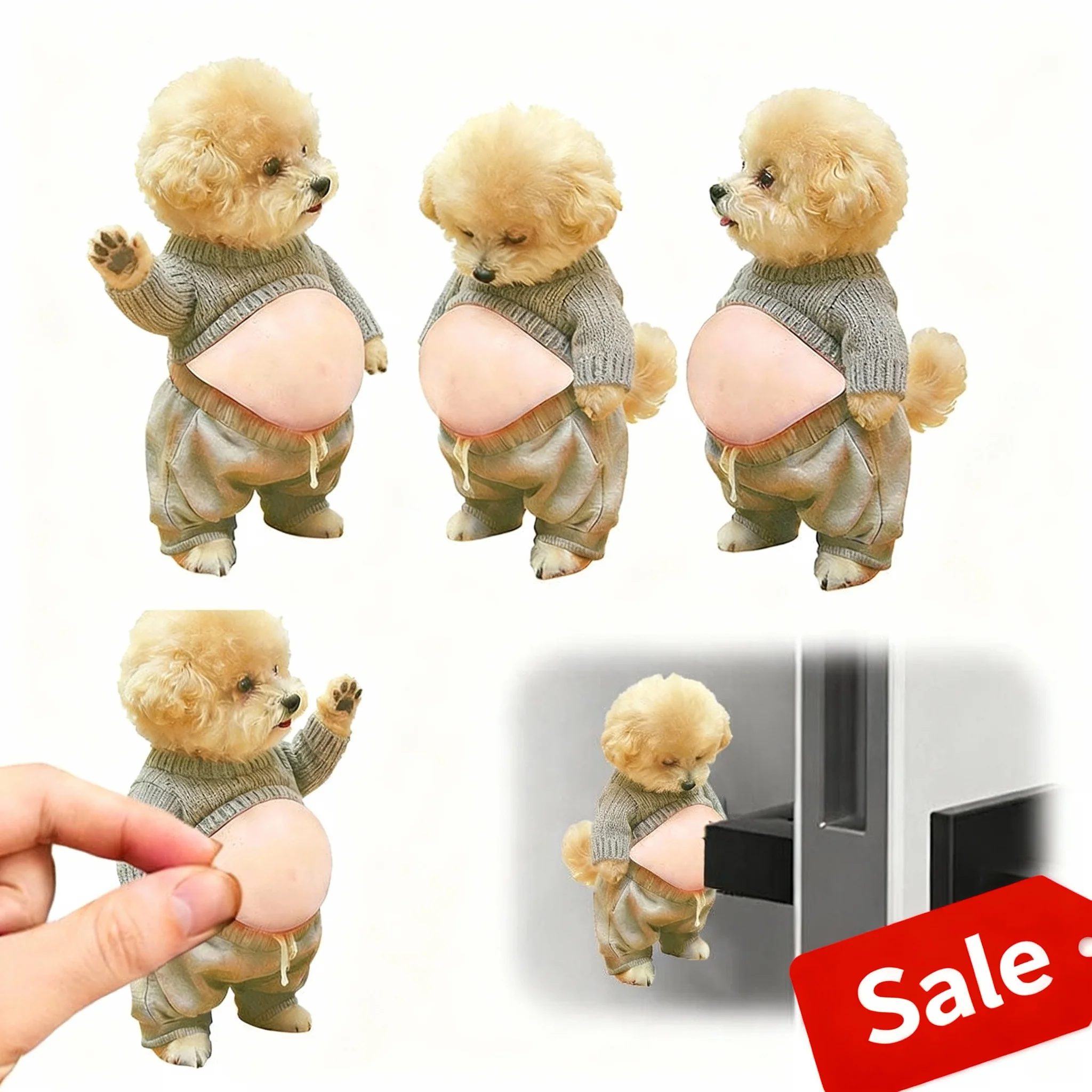 3pcs 3D Soft Toy Stress Relief Multi-functional Home Guardian Wall Bump Proof Self-Adhesive Squeezable Cute Dog