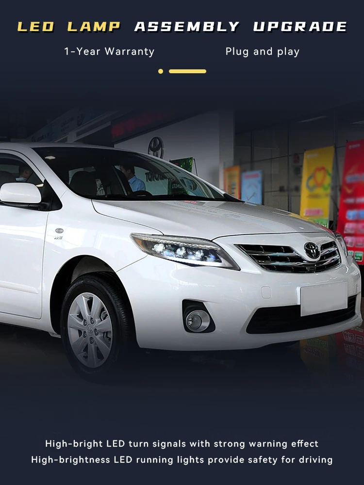 

Vehicles Accessories For Toyota Corolla 2011-2013 Front Light DRL Head Lamp Car Turn Signal Upgrade LED Headlight Lens Auto