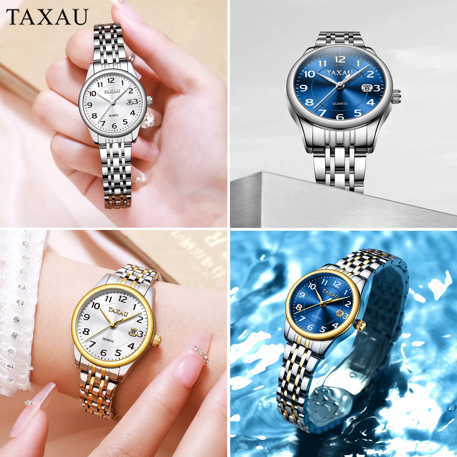 TAXAU Quartz Women Watch Luxury Brand Waterproof Stainless Steel Watch for Women Original Elegant Ladies Watches Reloj Mujer