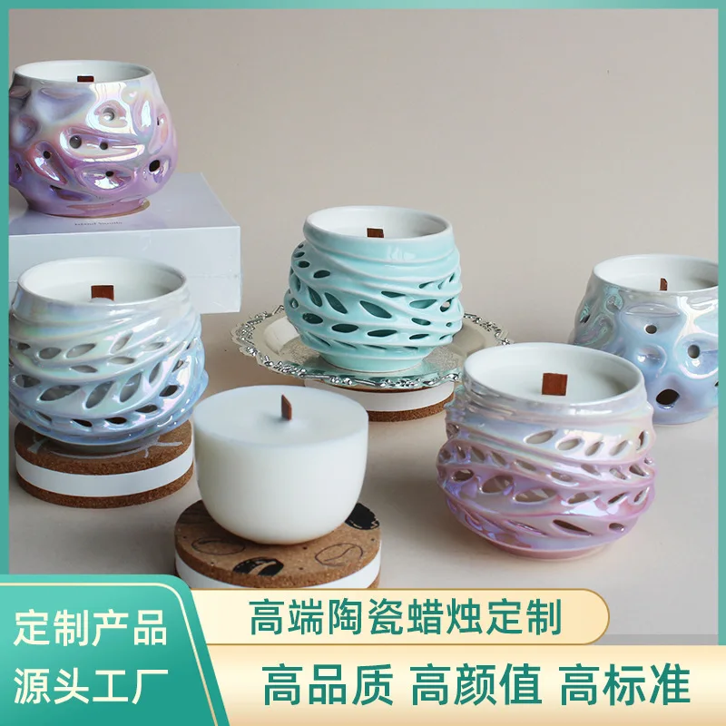 Premium Sense Aromatherapy Candle Soybean Wax Smokeless Essential Ceramic Cup Household Souvenir Gift Fragrance Customization