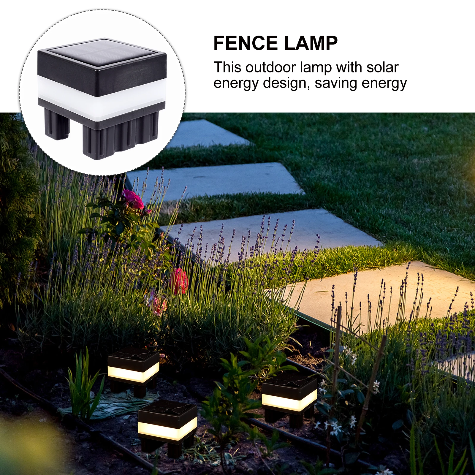 

Solar Post Lamp Plastic Concrete Waterproof Outdoor Sensor Lights Fence Garden Pillar Solar Energy Healthy Easy MultiScene
