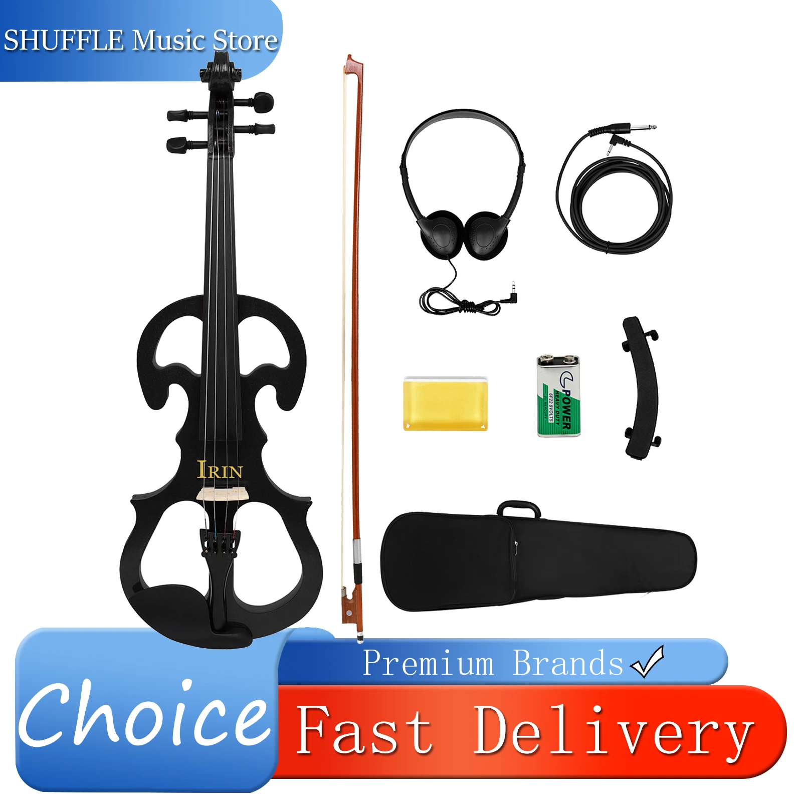 

IRIN AE-06 Electric Violin Solid Wood Body Built-in Pickup Headphone Jack Silent Practice Mode Tunable Professional Violin