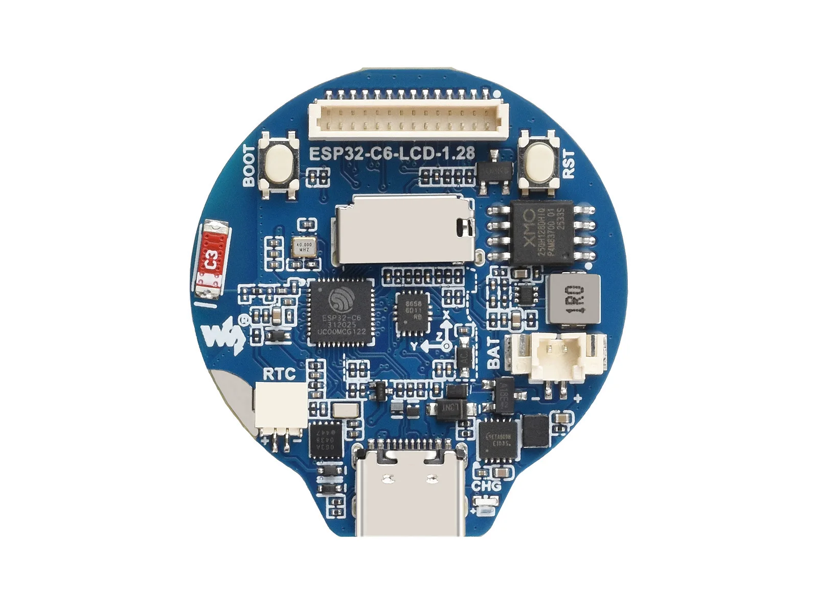 ESP32-C6 Development Board 1.28inch LCD Display 240x240 65K Colors 2.4GHz Wi-Fi 6 Bluetooth 5 Support for IoT Projects